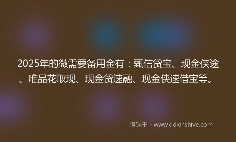 2025年的微需要备用金有：甄信贷宝、现金侠途、唯品花取现、现金贷速融、现金侠速借宝等。