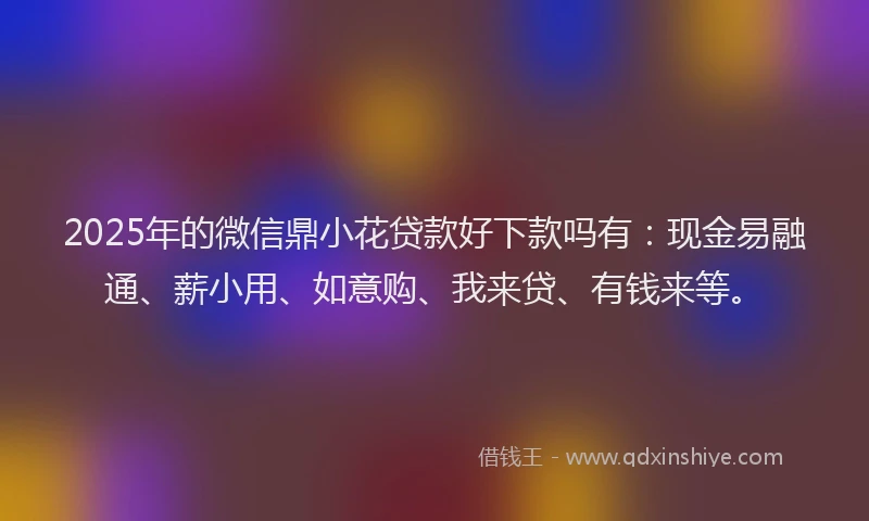 2025年的微信鼎小花贷款好下款吗有：现金易融通、薪小用、如意购、我来贷、有钱来等。