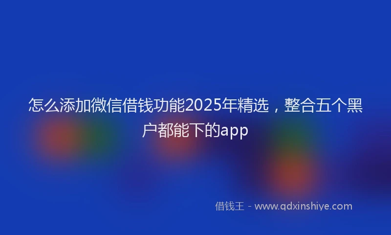 怎么添加微信借钱功能2025年精选，整合五个黑户都能下的app