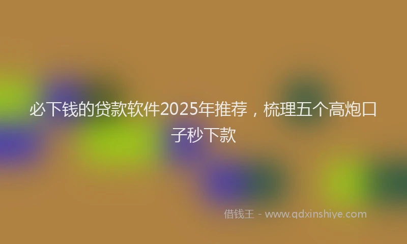 必下钱的贷款软件2025年推荐，梳理五个高炮口子秒下款
