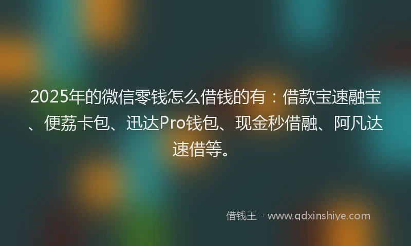 2025年的微信零钱怎么借钱的有：借款宝速融宝、便荔卡包、迅达Pro钱包、现金秒借融、阿凡达速借等。
