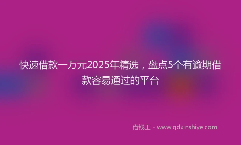 快速借款一万元2025年精选，盘点5个有逾期借款容易通过的平台