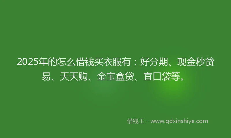 2025年的怎么借钱买衣服有：好分期、现金秒贷易、天天购、金宝盒贷、宜口袋等。