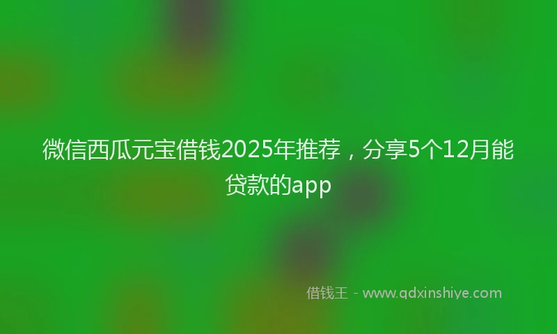 微信西瓜元宝借钱2025年推荐，分享5个12月能贷款的app