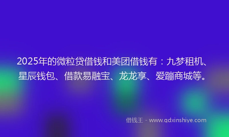 2025年的微粒贷借钱和美团借钱有：九梦租机、星辰钱包、借款易融宝、龙龙享、爱蹦商城等。