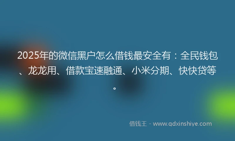 2025年的微信黑户怎么借钱最安全有：全民钱包、龙龙用、借款宝速融通、小米分期、快快贷等。