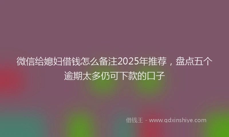 微信给媳妇借钱怎么备注2025年推荐，盘点五个逾期太多仍可下款的口子