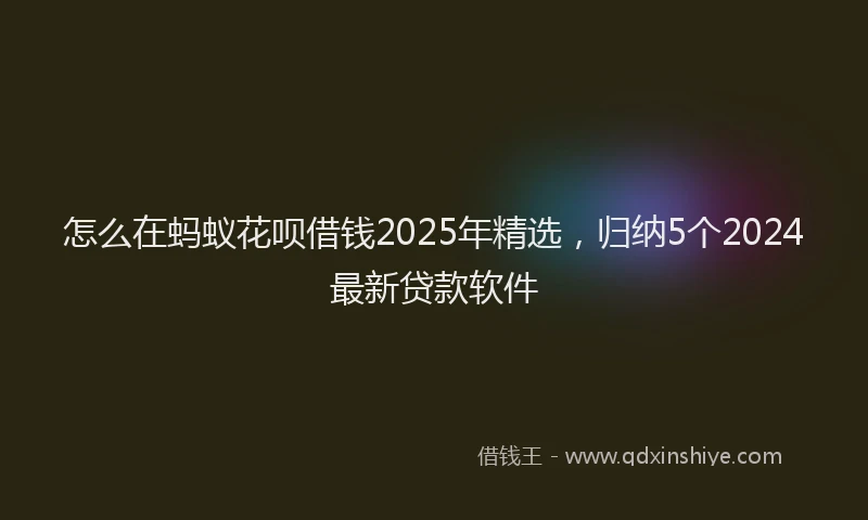 怎么在蚂蚁花呗借钱2025年精选，归纳5个2024最新贷款软件