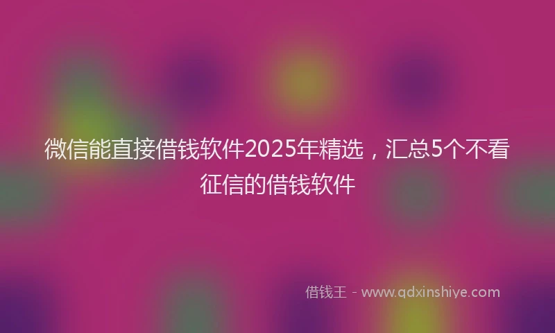 微信能直接借钱软件2025年精选，汇总5个不看征信的借钱软件