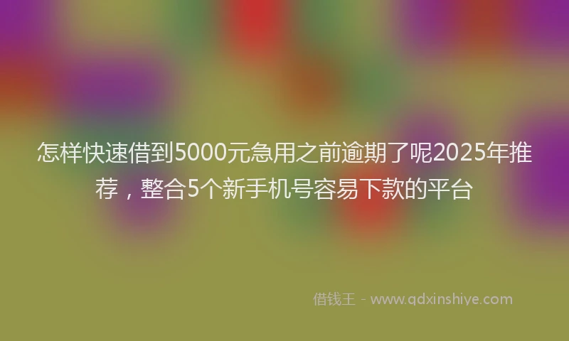 怎样快速借到5000元急用之前逾期了呢2025年推荐，整合5个新手机号容易下款的平台