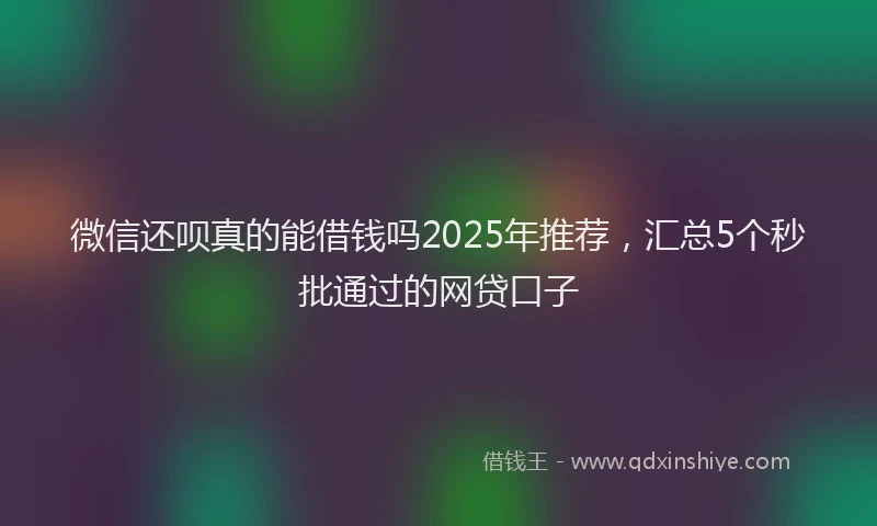 微信还呗真的能借钱吗2025年推荐，汇总5个秒批通过的网贷口子