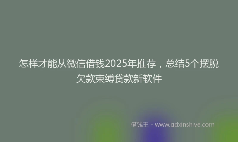 怎样才能从微信借钱2025年推荐，总结5个摆脱欠款束缚贷款新软件