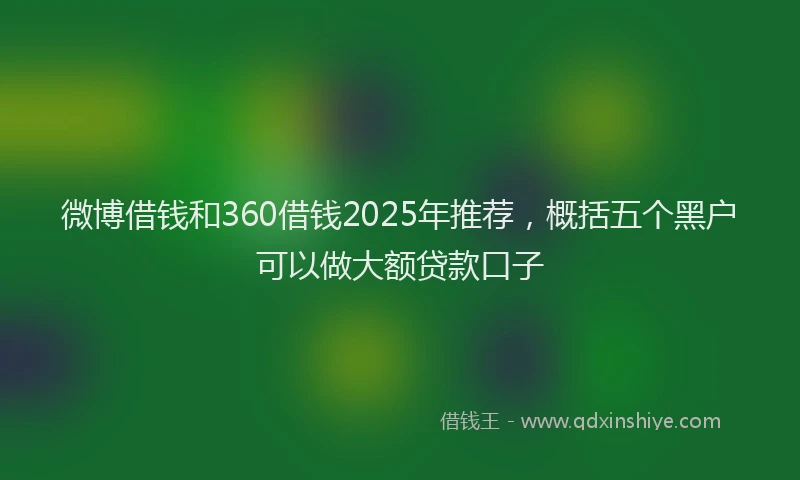 微博借钱和360借钱2025年推荐，概括五个黑户可以做大额贷款口子