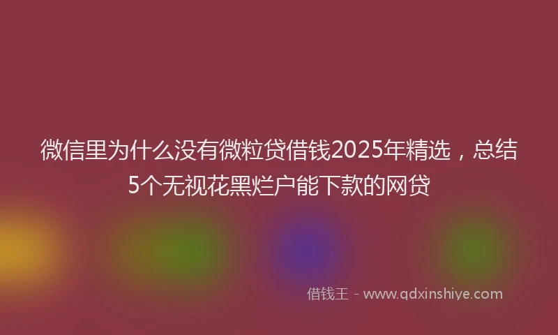 微信里为什么没有微粒贷借钱2025年精选，总结5个无视花黑烂户能下款的网贷