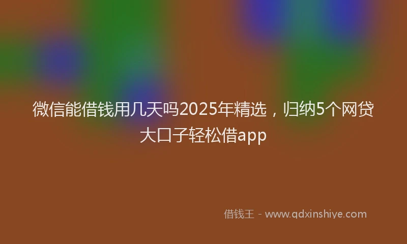 微信能借钱用几天吗2025年精选，归纳5个网贷大口子轻松借app