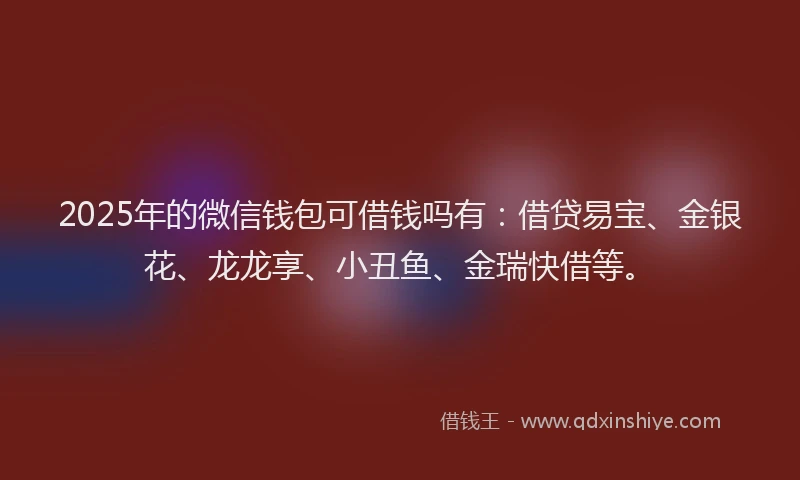 2025年的微信钱包可借钱吗有：借贷易宝、金银花、龙龙享、小丑鱼、金瑞快借等。