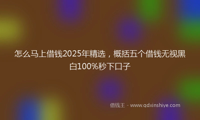 怎么马上借钱2025年精选，概括五个借钱无视黑白100%秒下口子