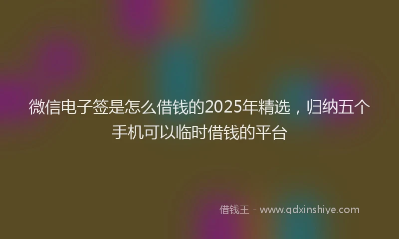 微信电子签是怎么借钱的2025年精选，归纳五个手机可以临时借钱的平台