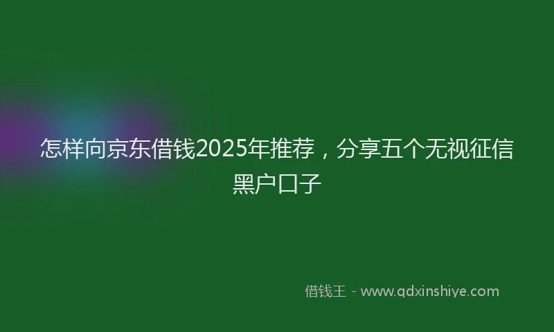 怎样向京东借钱2025年推荐，分享五个无视征信黑户口子