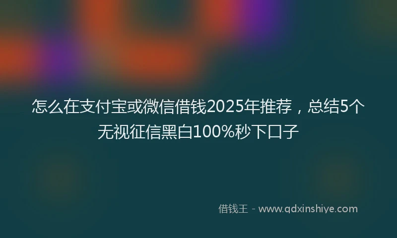 怎么在支付宝或微信借钱2025年推荐，总结5个无视征信黑白100%秒下口子