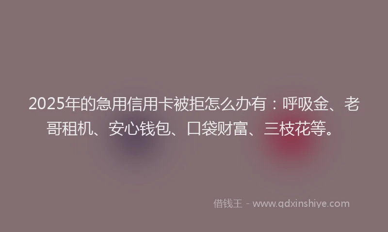 2025年的急用信用卡被拒怎么办有：呼吸金、老哥租机、安心钱包、口袋财富、三枝花等。