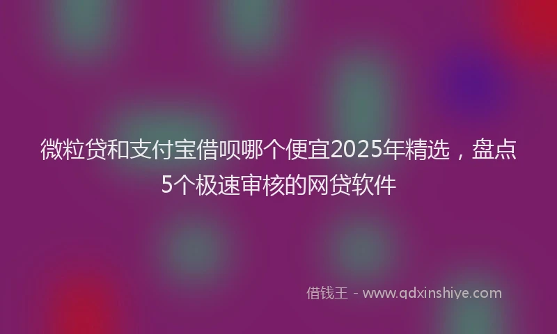 微粒贷和支付宝借呗哪个便宜2025年精选，盘点5个极速审核的网贷软件