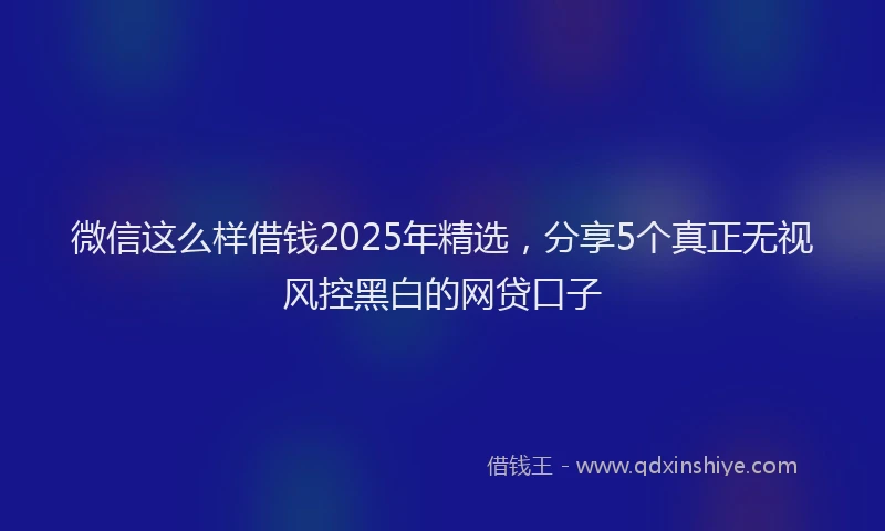 微信这么样借钱2025年精选，分享5个真正无视风控黑白的网贷口子