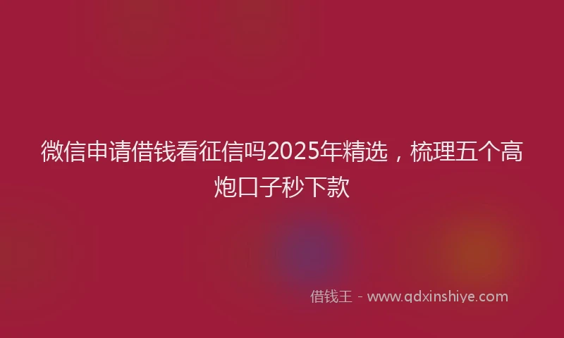 微信申请借钱看征信吗2025年精选，梳理五个高炮口子秒下款