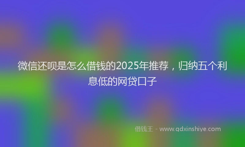 微信还呗是怎么借钱的2025年推荐，归纳五个利息低的网贷口子