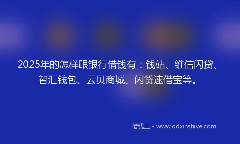 2025年的怎样跟银行借钱有：钱站、维信闪贷、智汇钱包、云贝商城、闪贷速借宝等。