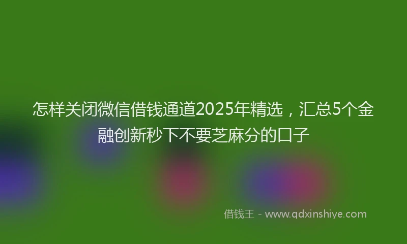 怎样关闭微信借钱通道2025年精选，汇总5个金融创新秒下不要芝麻分的口子