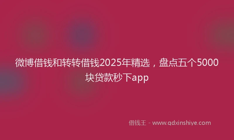 微博借钱和转转借钱2025年精选，盘点五个5000块贷款秒下app
