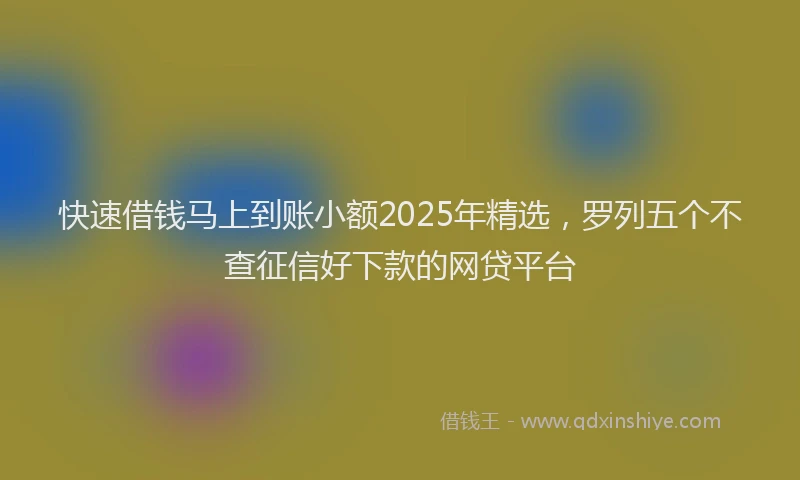 快速借钱马上到账小额2025年精选，罗列五个不查征信好下款的网贷平台