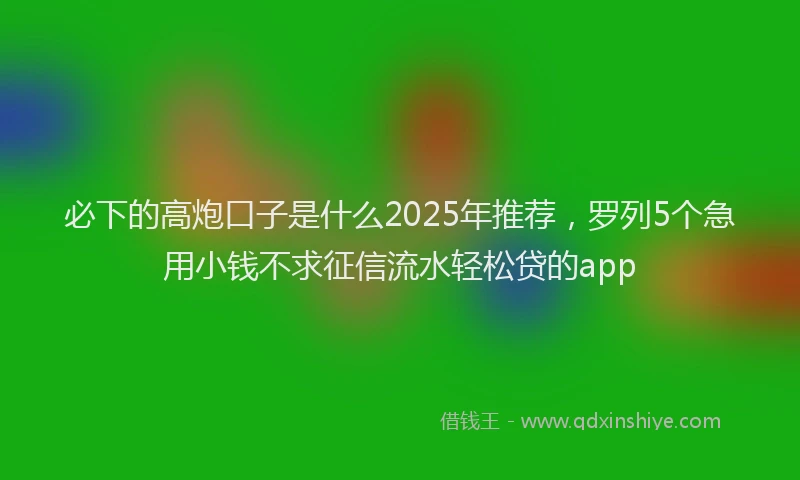 必下的高炮口子是什么2025年推荐，罗列5个急用小钱不求征信流水轻松贷的app