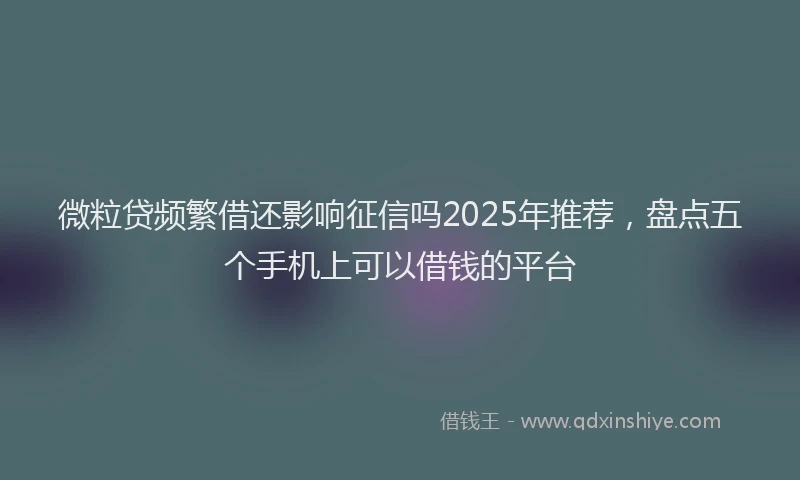 微粒贷频繁借还影响征信吗2025年推荐，盘点五个手机上可以借钱的平台