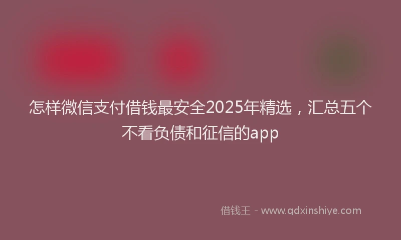 怎样微信支付借钱最安全2025年精选，汇总五个不看负债和征信的app