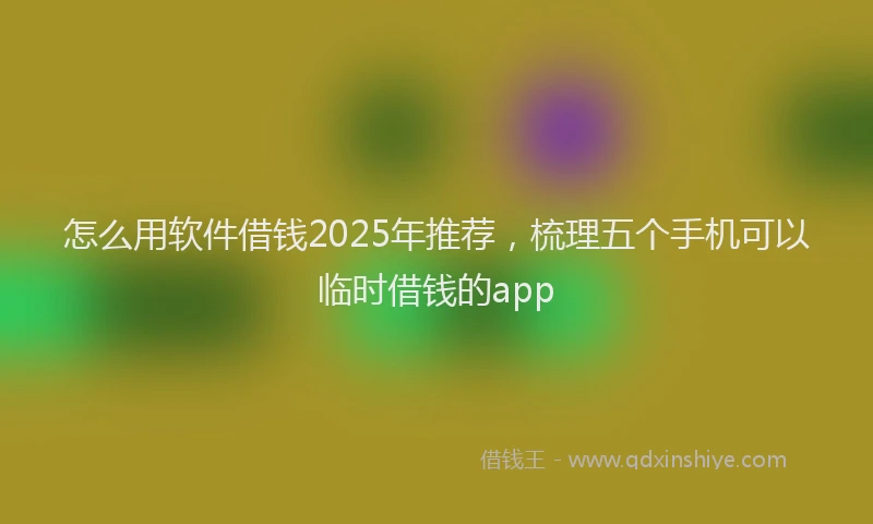 怎么用软件借钱2025年推荐，梳理五个手机可以临时借钱的app
