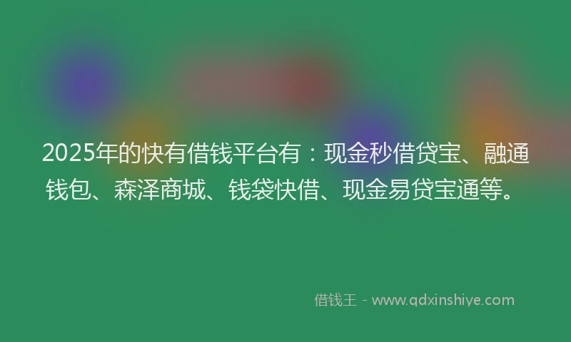 2025年的快有借钱平台有：现金秒借贷宝、融通钱包、森泽商城、钱袋快借、现金易贷宝通等。