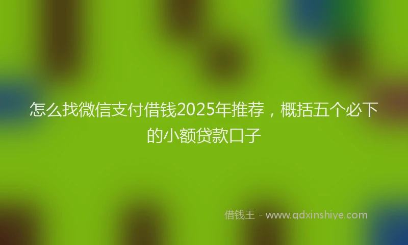 怎么找微信支付借钱2025年推荐，概括五个必下的小额贷款口子