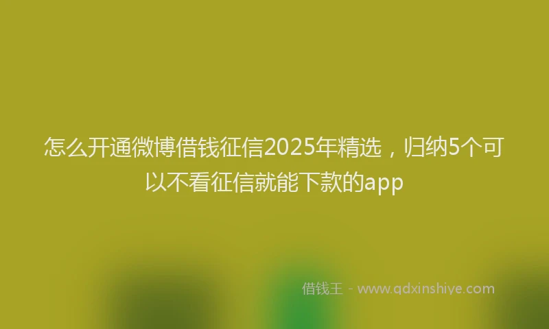 怎么开通微博借钱征信2025年精选，归纳5个可以不看征信就能下款的app