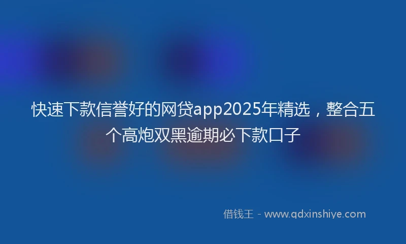 快速下款信誉好的网贷app2025年精选，整合五个高炮双黑逾期必下款口子