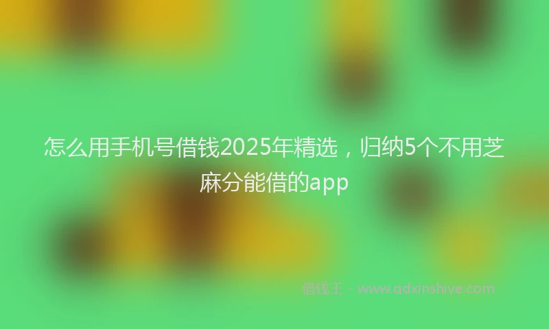 怎么用手机号借钱2025年精选，归纳5个不用芝麻分能借的app