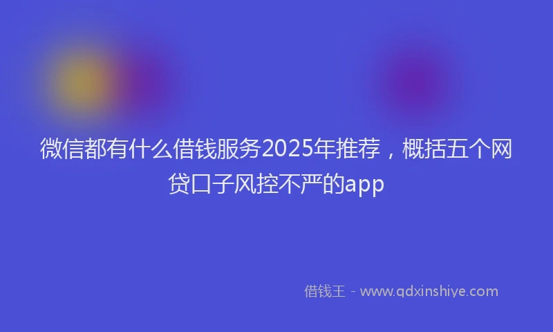 微信都有什么借钱服务2025年推荐，概括五个网贷口子风控不严的app