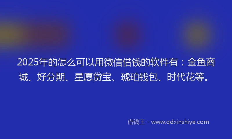 2025年的怎么可以用微信借钱的软件有：金鱼商城、好分期、星愿贷宝、琥珀钱包、时代花等。