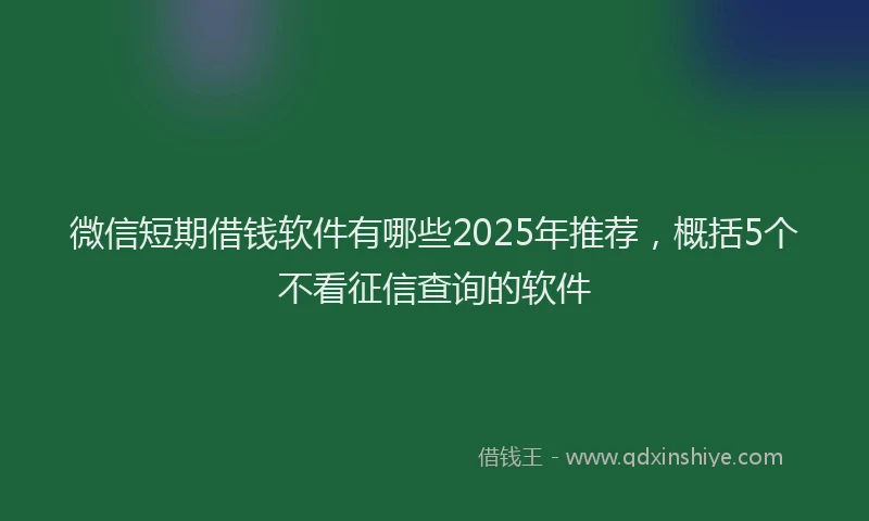 微信短期借钱软件有哪些2025年推荐，概括5个不看征信查询的软件