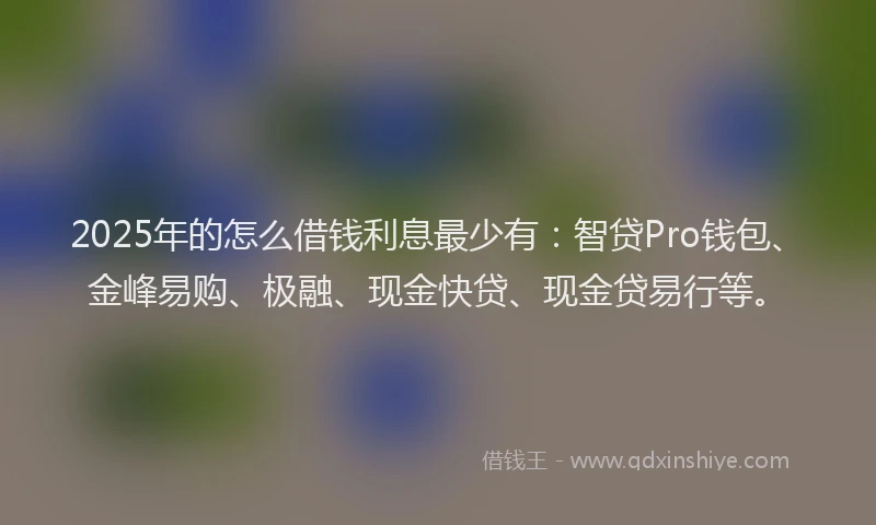2025年的怎么借钱利息最少有：智贷Pro钱包、金峰易购、极融、现金快贷、现金贷易行等。