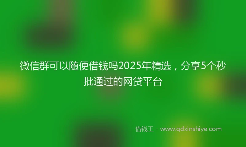 微信群可以随便借钱吗2025年精选，分享5个秒批通过的网贷平台