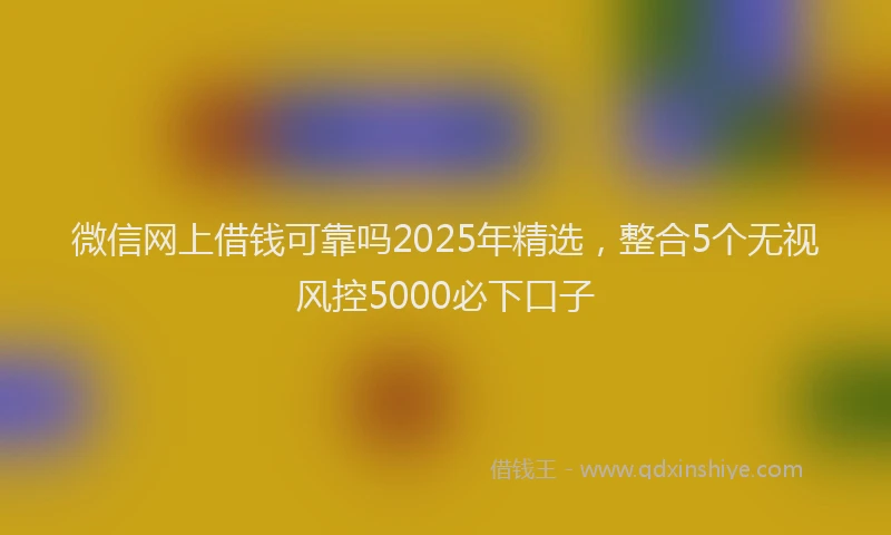 微信网上借钱可靠吗2025年精选，整合5个无视风控5000必下口子