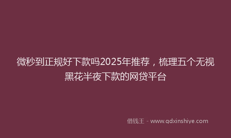 微秒到正规好下款吗2025年推荐，梳理五个无视黑花半夜下款的网贷平台