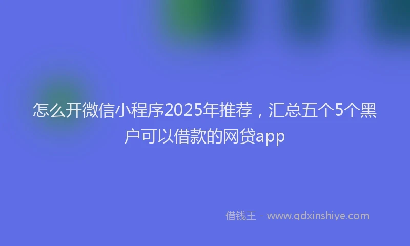 怎么开微信小程序2025年推荐，汇总五个5个黑户可以借款的网贷app